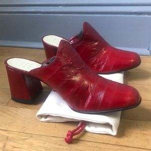 TRADEMARK red eel skin mules size 8.5 39